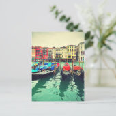 イタリアのヴェネツィア、グランド運河のゴンドラ。レトロ ポストカード (スタンド正面)