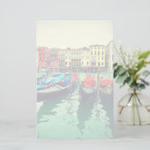 イタリアのヴェネツィア、グランド運河のゴンドラ。レトロ 便箋 (スタンド正面)