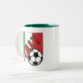 イタリアの世界のサッカーファンのTシャツ ツートーンマグカップ (正面左)