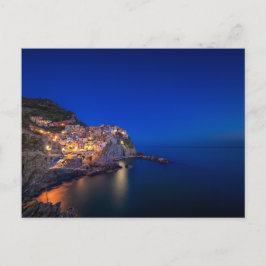 イタリアの五色の村(Cinque Terre)にあるマナローラの夕景 ポストカード