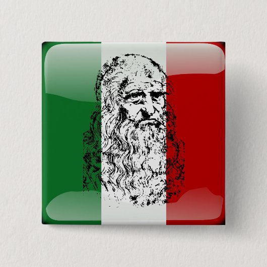 イタリアの光沢フラグ 缶バッジ (正面)