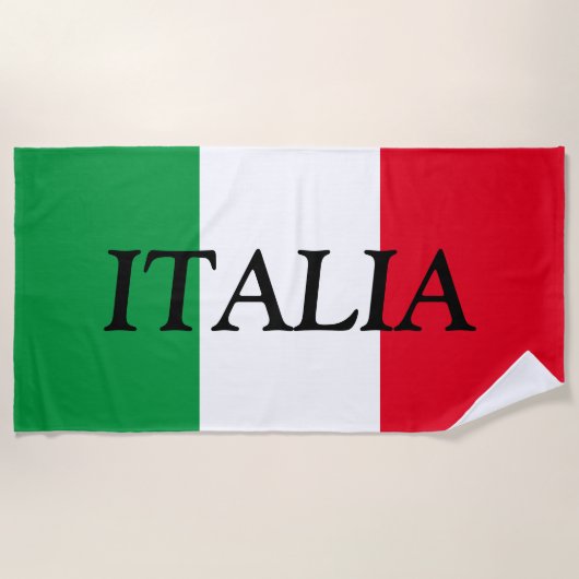 イタリアの公式旗 ビーチタオル (正面)