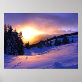 イタリアの冬の雪景色 ポスター