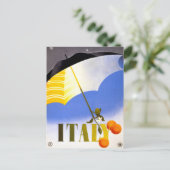 イタリアの冬ヴィンテージ旅行ポスター復元 ポストカード (スタンド正面)