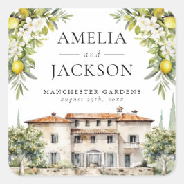 イタリアの別荘　レモンとオリーブ スクエアシール