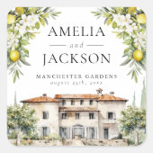 イタリアの別荘 レモンとオリーブ スクエアシール (正面)