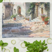 イタリアの古い村 キッチンタオル (折り畳み)