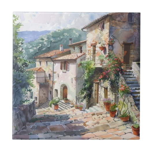 イタリアの古い村 タイル (正面)