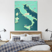イタリアの古典的な地図 キャンバスプリント (インサイチュ (寝室))