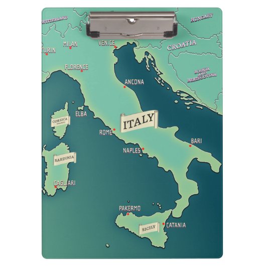 イタリアの古典的な地図 クリップボード (正面)
