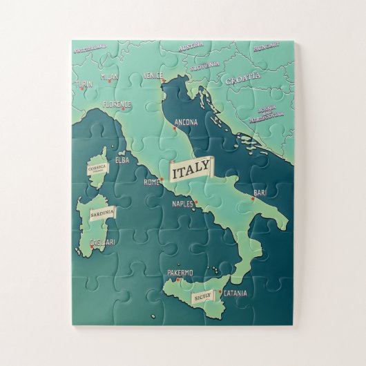 イタリアの古典的な地図 ジグソーパズル (縦)