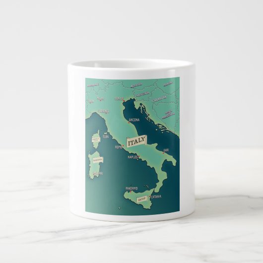 イタリアの古典的な地図 ジャンボコーヒーマグカップ (正面)