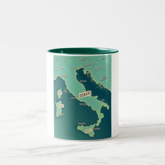 イタリアの古典的な地図 ツートーンマグカップ (中央)
