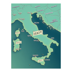 イタリアの古典的な地図 フォトプリント           