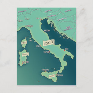 イタリアの古典的な地図 ポストカード