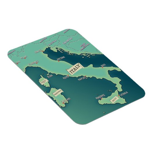 イタリアの古典的な地図 マグネット (右側)