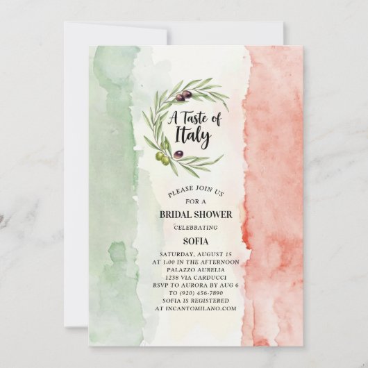 イタリアの味イタリアンブライダルシャワー 招待状 (正面)