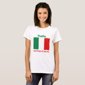 イタリアの国旗と地図のテキストTシャツ Tシャツ (正面フル)
