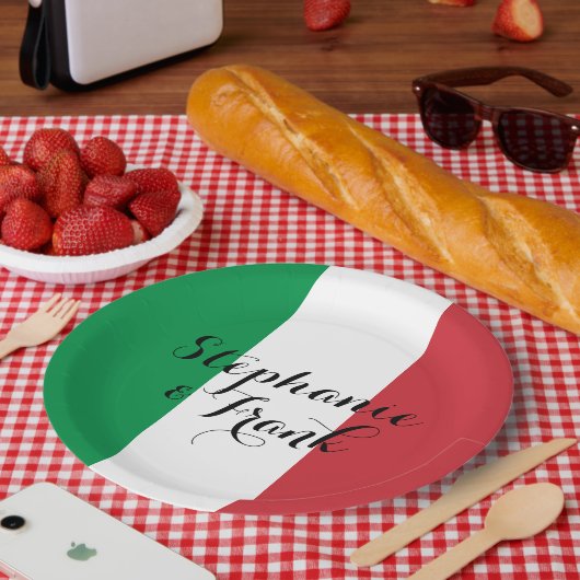イタリアの国旗の色のウェディング ペーパープレート (ピクニック)