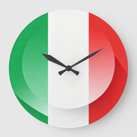 イタリアの国旗をデザインした大型壁掛け時計 モダン ラージ壁時計 (正面)