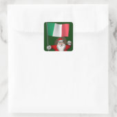 イタリアの国旗を持つサンタクロース スクエアシール (バッグ)