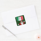 イタリアの国旗を持つサンタクロース スクエアシール (封筒)