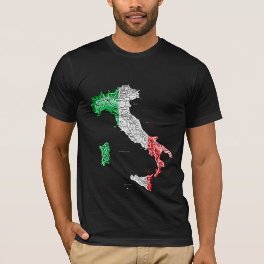 イタリアの国旗カラーマップTシャツ Tシャツ (正面)