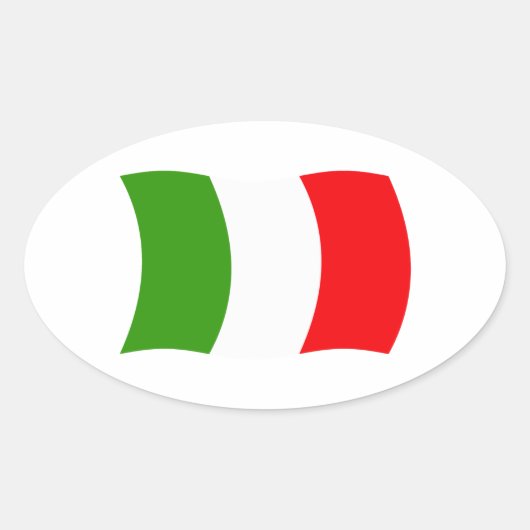 イタリアの国旗ステッカー 楕円形シール (正面)