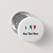 イタリアの国旗ハートがあなたのテキストを愛してる 缶バッジ (正面&裏面)