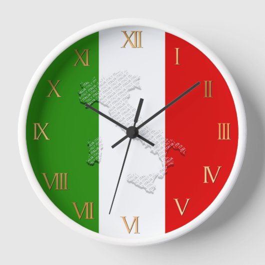 イタリアの国旗 壁時計 (正面)