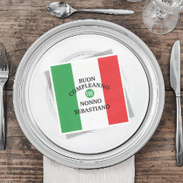 イタリアの国旗 Buon Compleanno または Anniversario  スタンダードランチョンナプキン