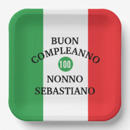 イタリアの国旗 Buon Compleanno またはAnniversario ペーパープレート