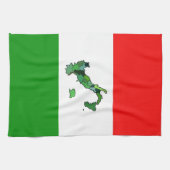 イタリアの地図が付いているイタリアンな旗 キッチンタオル (横)