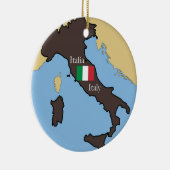 イタリアの地図そして旗 セラミックオーナメント (右)