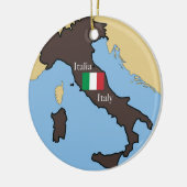 イタリアの地図そして旗 セラミックオーナメント (左)
