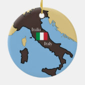 イタリアの地図そして旗 セラミックオーナメント (裏面)