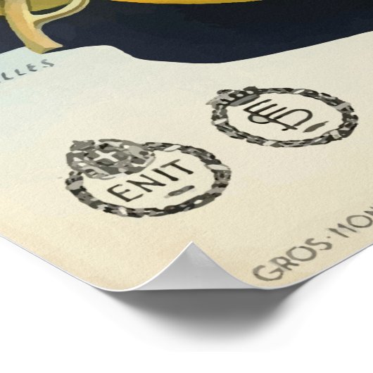 イタリアの地図とレモンのヴィンテージ旅行のポスター ポスター (角)