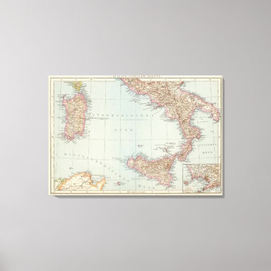 イタリアの地図と旅 キャンバスプリント (正面)