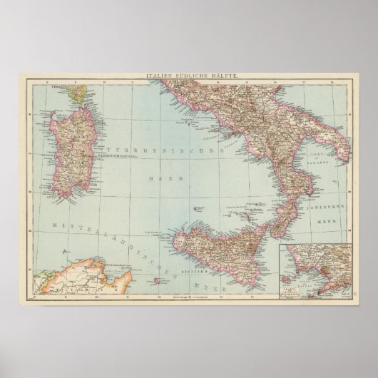 イタリアの地図と旅 ポスター (正面)