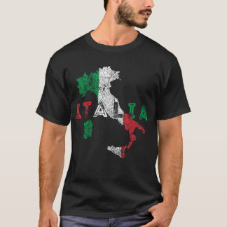 イタリアの地図と旗のヴィンテージなイタリアのお土産 Tシャツ