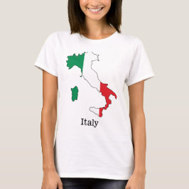 イタリアの地図にイタリア国旗をデザインしたコレクション Tシャツ