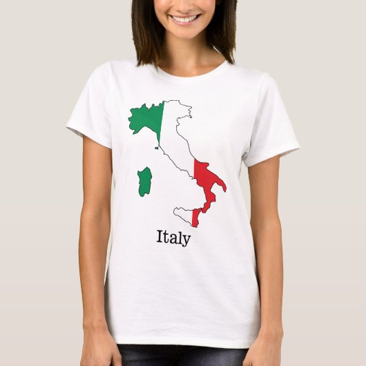 イタリアの地図にイタリア国旗をデザインしたコレクション Tシャツ (正面)