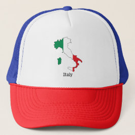 イタリアの地図の中に描かれたイタリア国旗 - お土産コレクション キャップ
