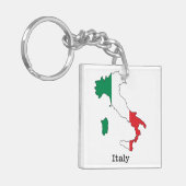 イタリアの地図の中に描かれたイタリア国旗 - お土産コレクション キーホルダー (正面左)