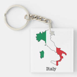 イタリアの地図の中に描かれたイタリア国旗 - お土産コレクション キーホルダー