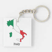イタリアの地図の中に描かれたイタリア国旗 - お土産コレクション キーホルダー (裏面)