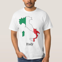 イタリアの地図の中に描かれたイタリア国旗 - お土産コレクション Tシャツ