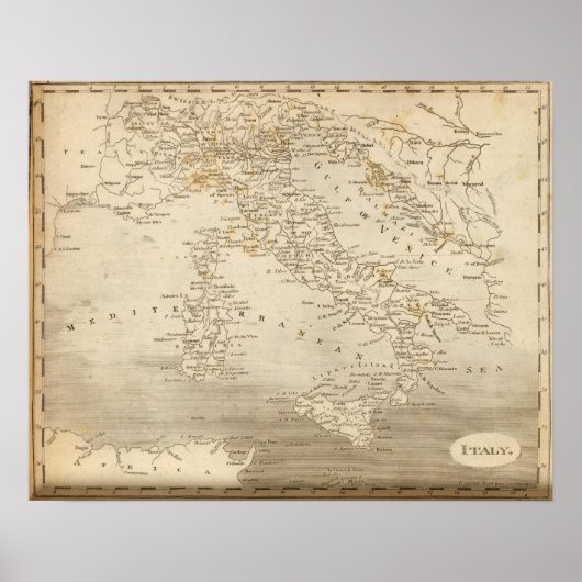 イタリアの地図はアーロウスミスによる ポスター (正面)