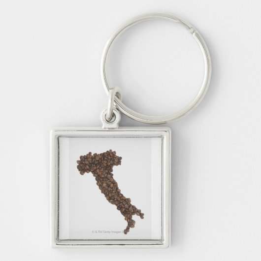 イタリアの地図はコーヒー豆の作りました キーホルダー (正面)