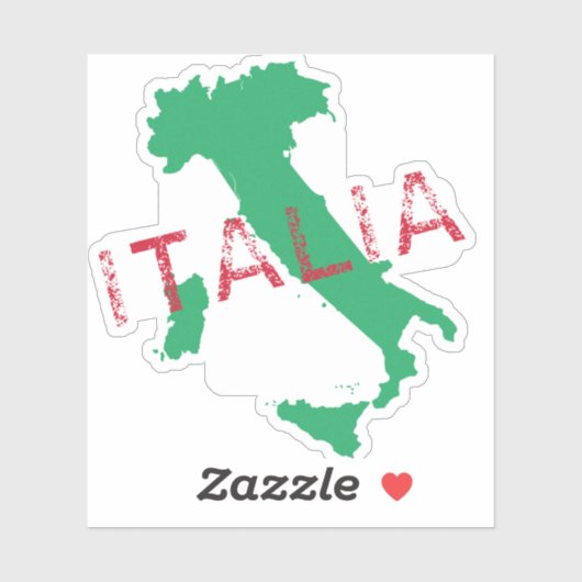 イタリアの地図アートとイタリアの赤と緑 シール (シート)